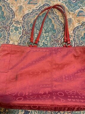 Coach Pink Signature Jacquard Tote